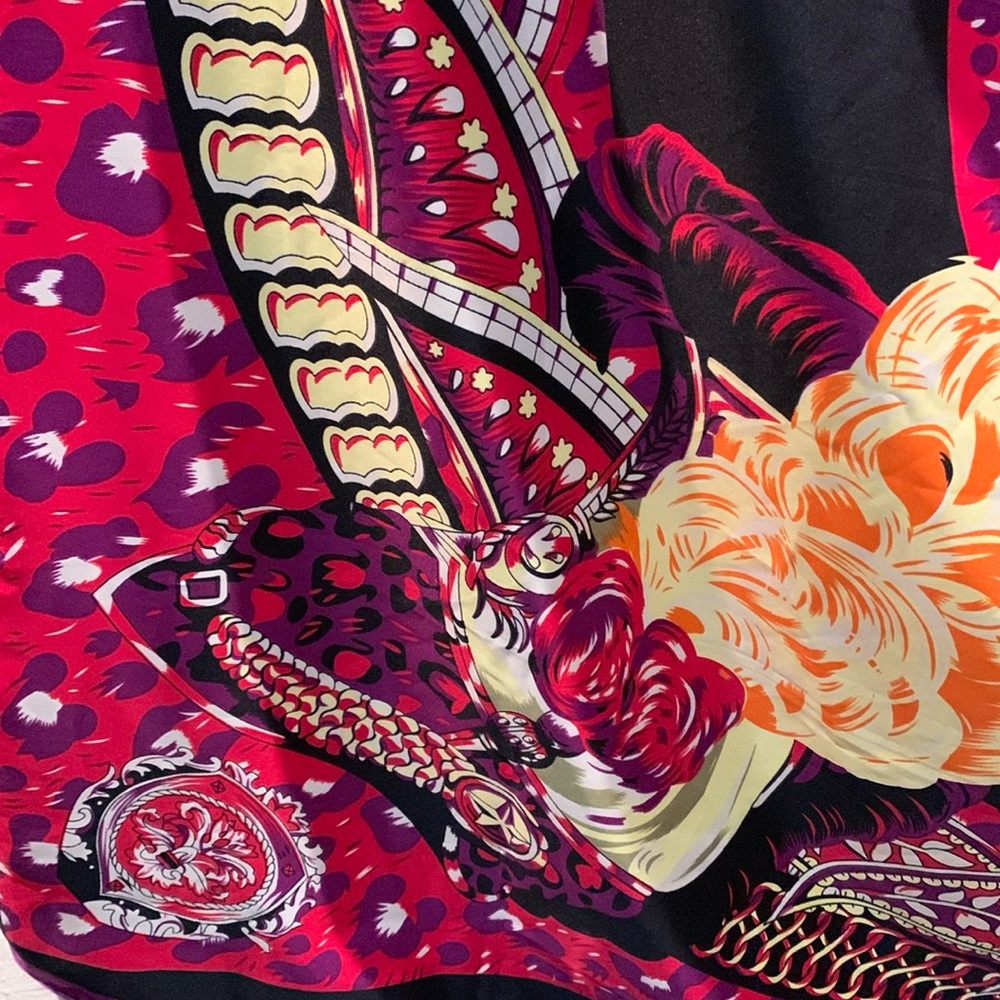 Enormous Vintage Hermes look silk leopard print and hat design scarf 52 x 51” - Picture 3 of 7